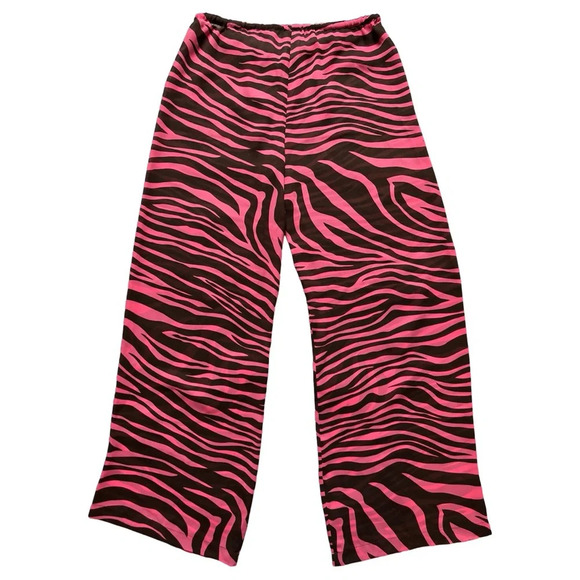 Michael Kors Semi Sheer Pink & Brown Zebra Print Swim Suit Cover Up Wide Leg - Picture 6 of 6